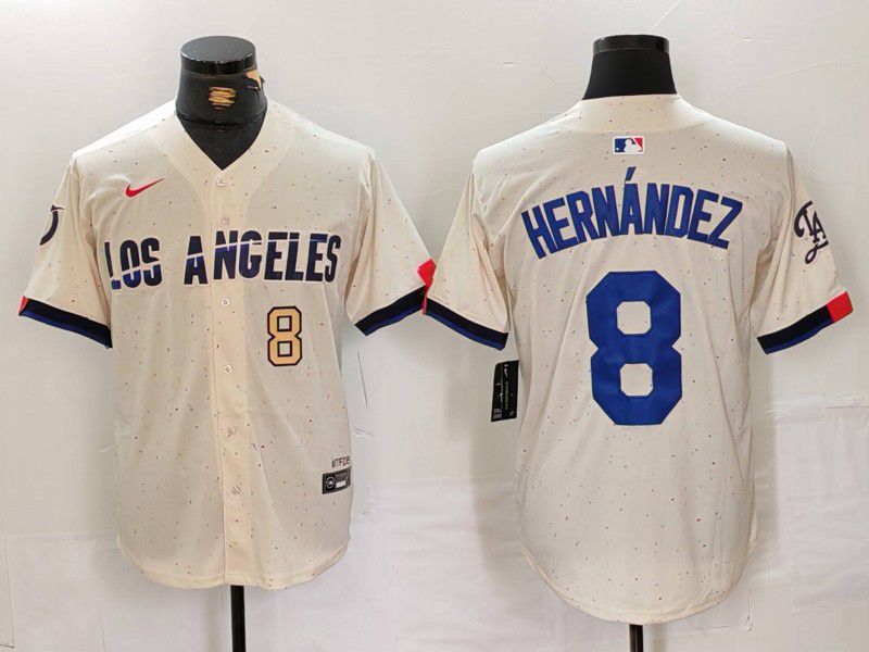 Men Los Angeles Dodgers #8 Hernandez Cream Fashion Nike Game MLB Jersey style 31->los angeles dodgers->MLB Jersey